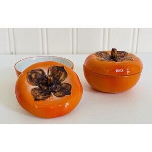 Zakka Japanese Confectionery Persimmon Porcelain Box Set Of 2